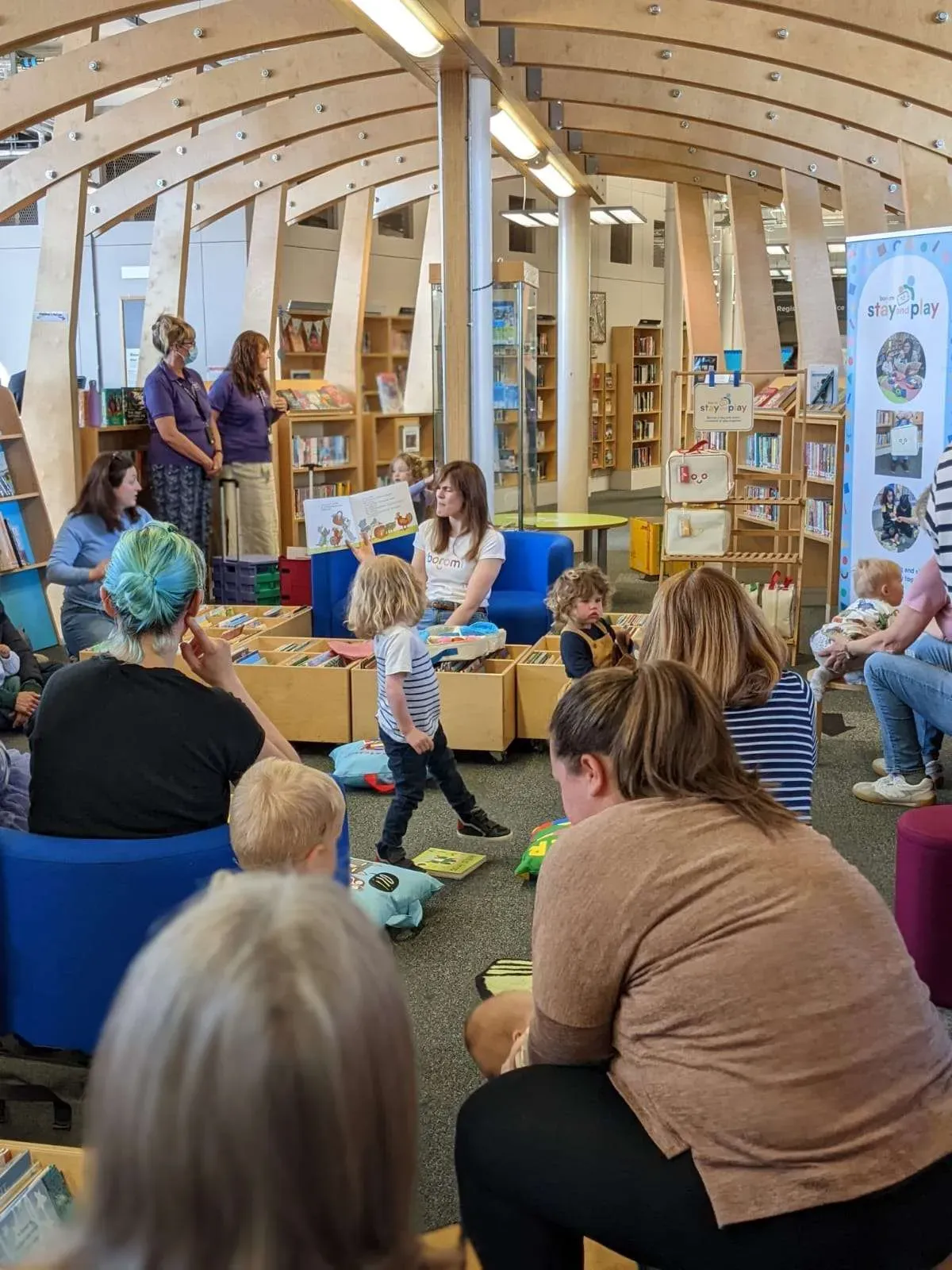 Families at a Pop-in Play Library launch
