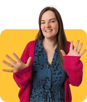 Jenni Stirrup waving with both hands